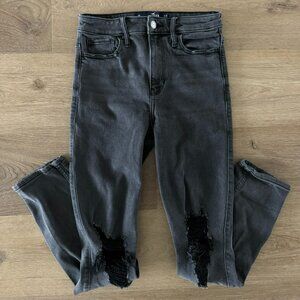 Hollister juniors high waist distressed black jeans skinny stretch rise denim